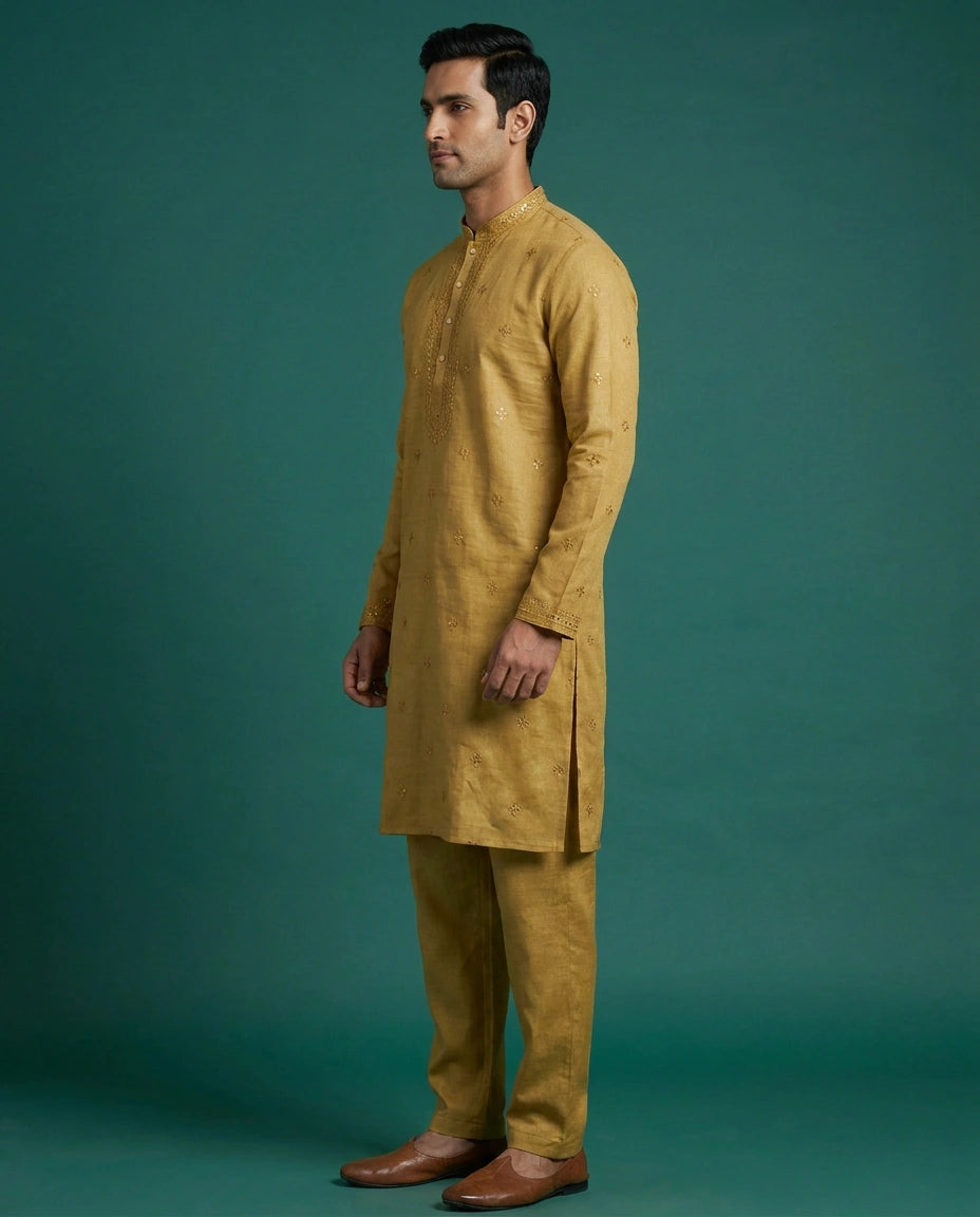 Men's Kurta Pajama Set Cotton Linen — photo 7 of 8