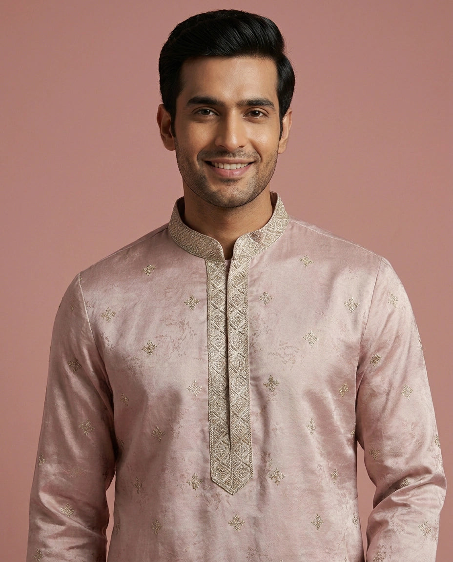 Men's Embroidered Tussar Silk Kurta Pajama Set — photo 6 of 8