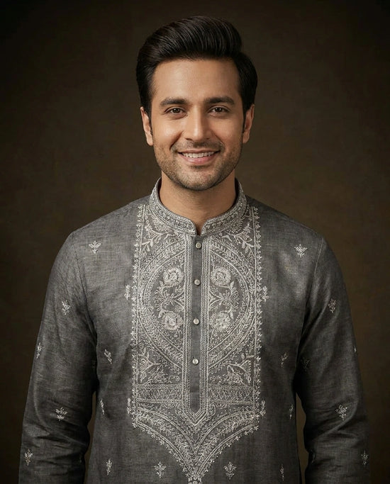 Men's Resham Work Kurta Pajama Set