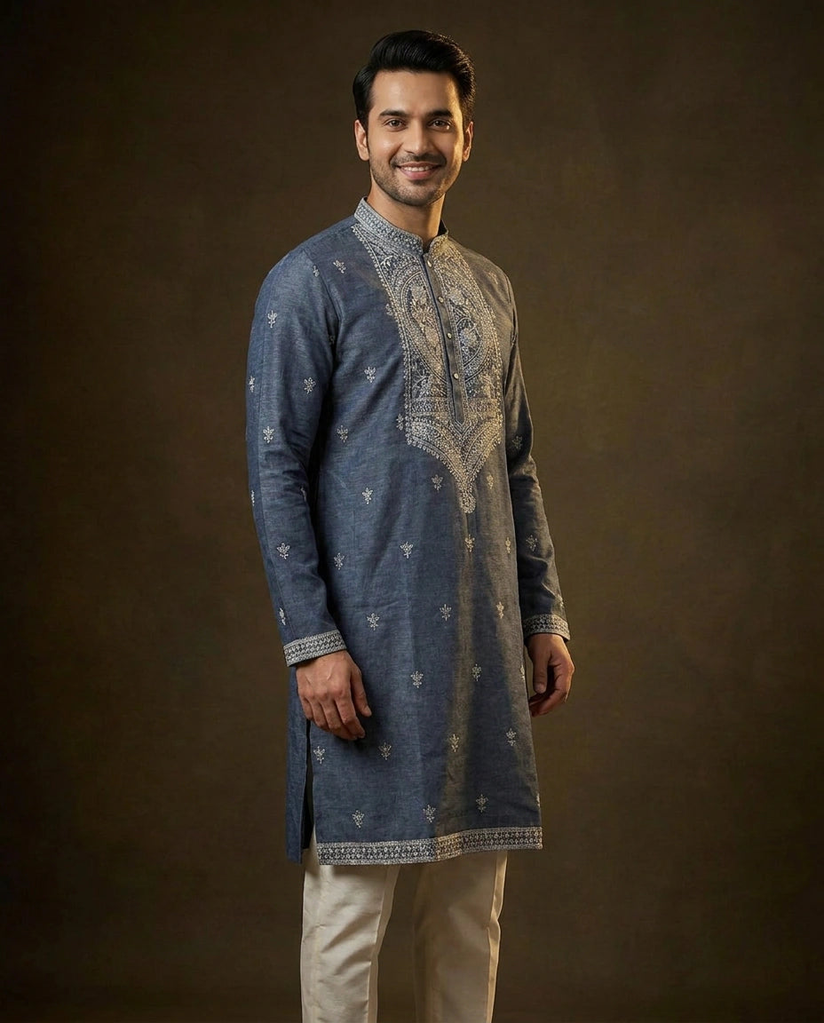 Men's Resham Work Kurta Pajama Set — photo 8 of 8