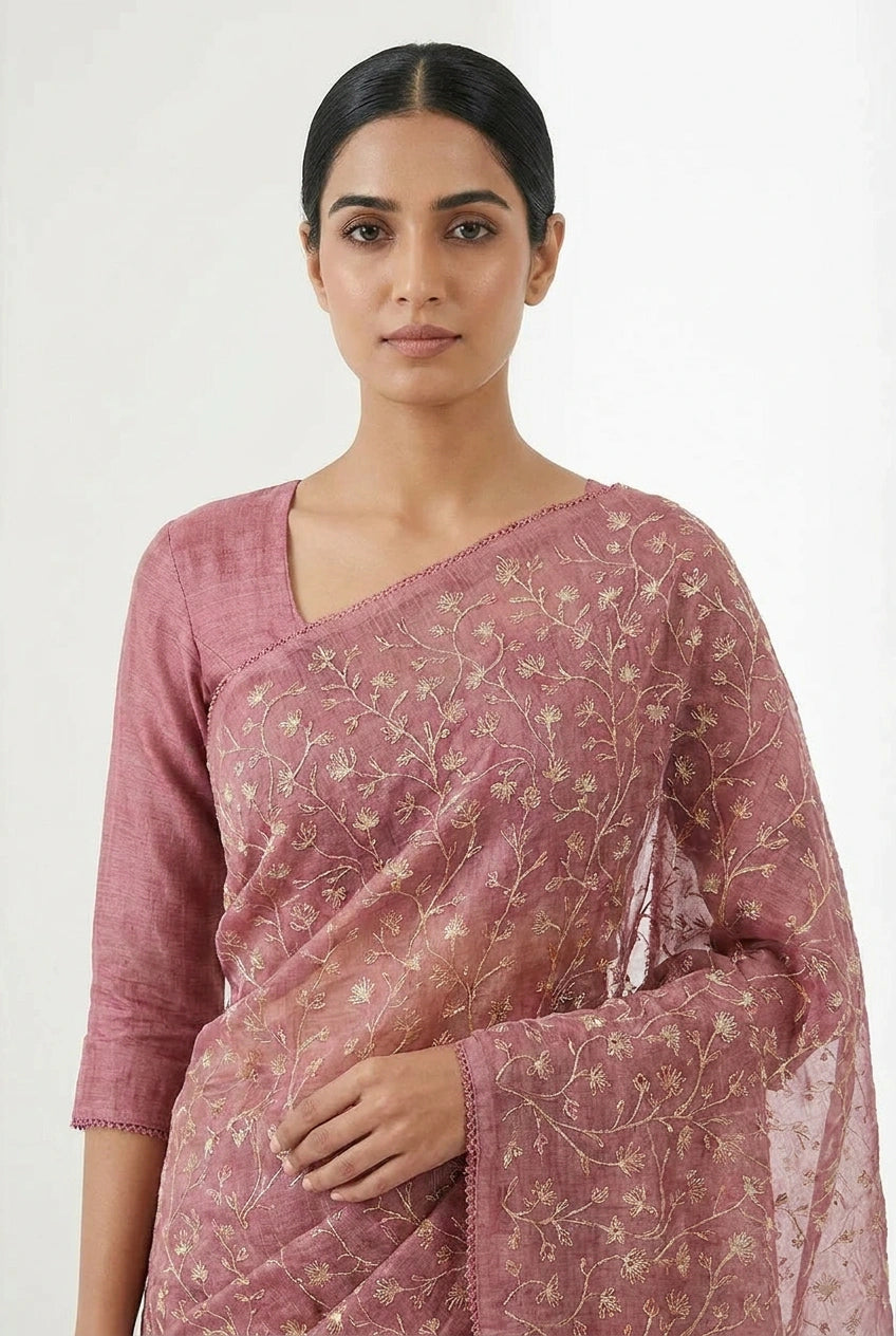 Kota Doria Saree with Open Tant Weave Kolkata Cotton Saree by Rangoli
