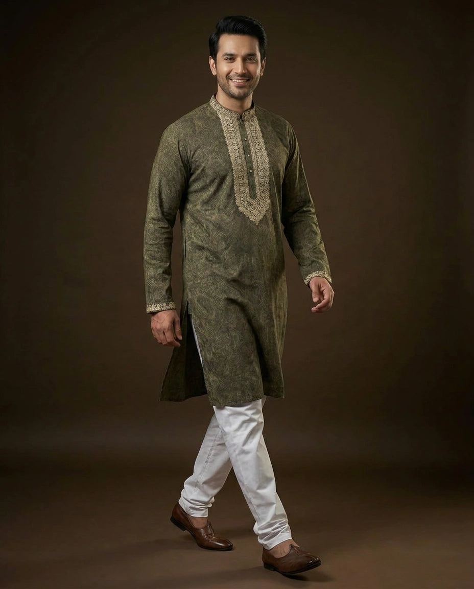 Men's Printed Dola Silk Kurta Pajama Set — photo 4 of 4