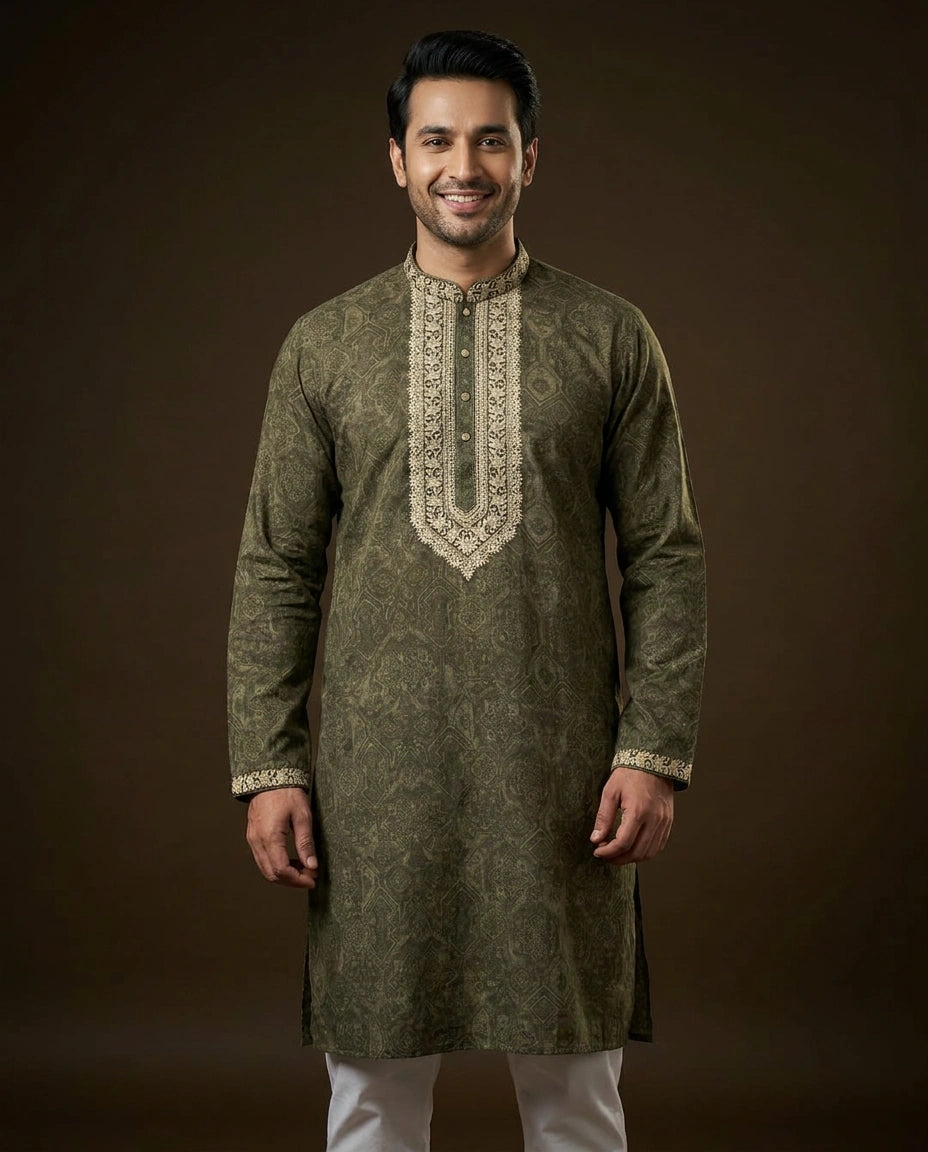 Men's Printed Dola Silk Kurta Pajama Set — photo 2 of 4