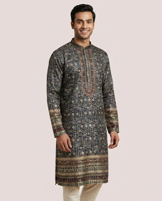 Silk Katan Kurta Pajama Set - Rangoli India