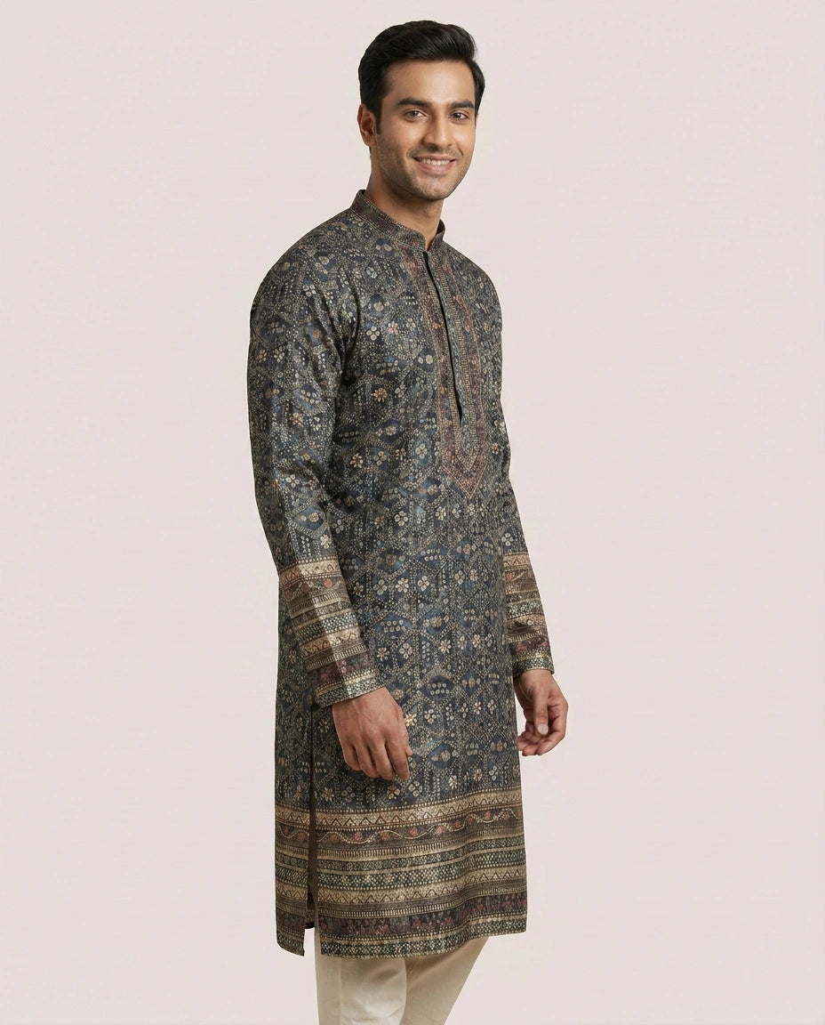 Silk Katan Kurta Pajama Set - Rangoli India