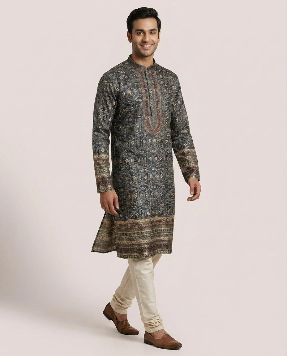 Silk Katan Kurta Pajama Set - Rangoli India