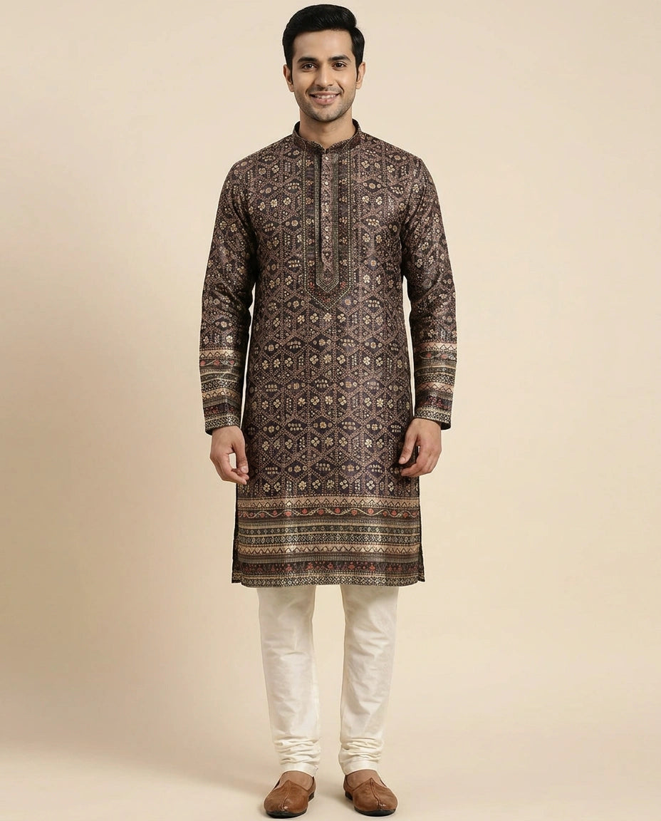 Silk Katan Kurta Pajama Set - Rangoli India