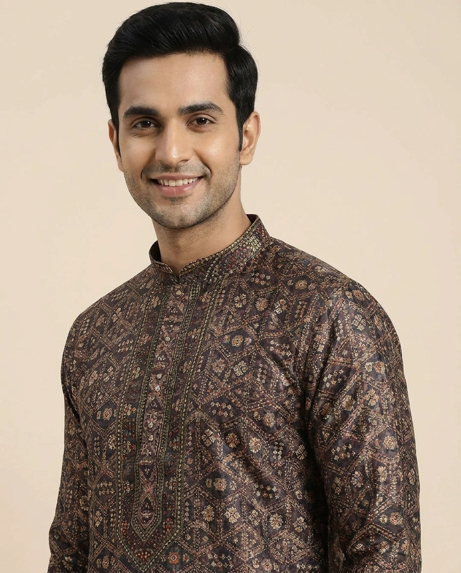 Silk Katan Kurta Pajama Set - Rangoli India