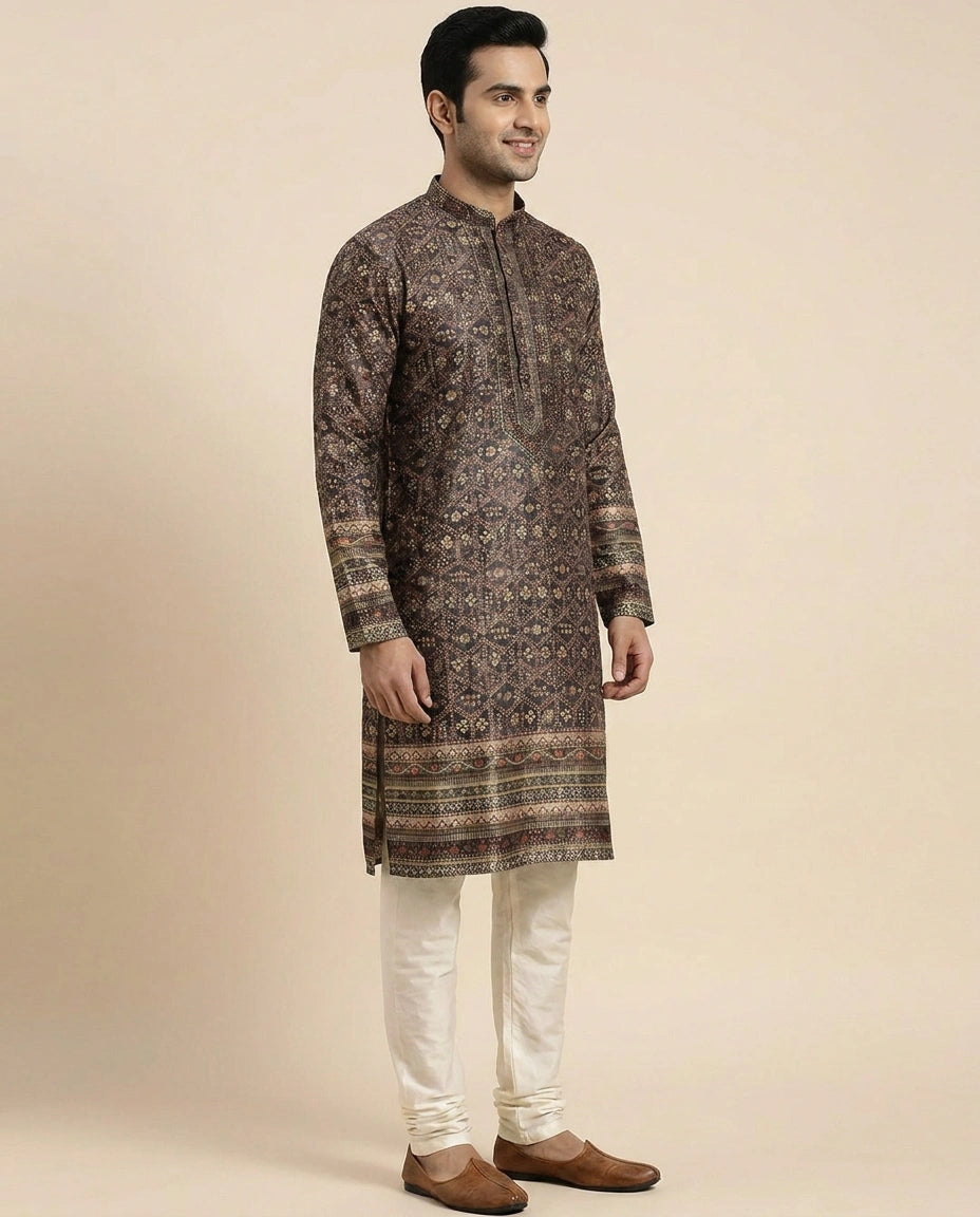 Silk Katan Kurta Pajama Set - Rangoli India