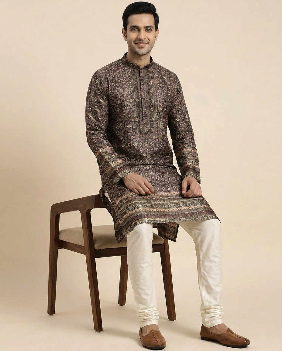 Silk Katan Kurta Pajama Set - Rangoli India