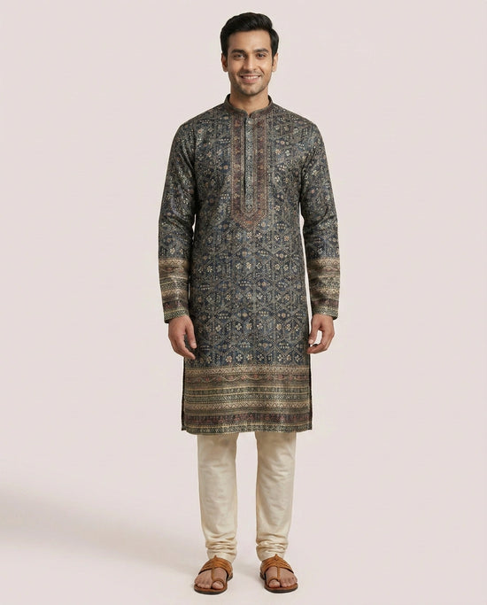 Silk Katan Kurta Pajama Set - Rangoli India