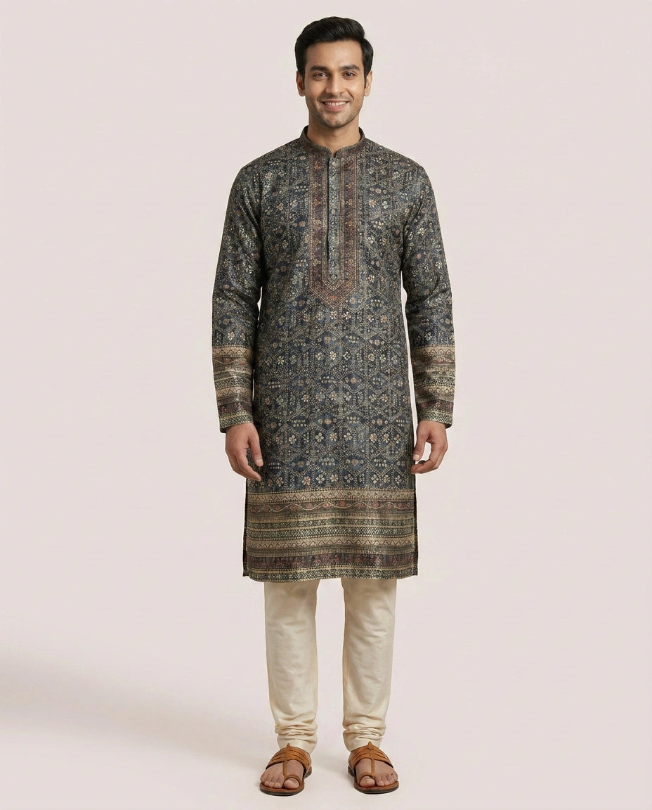 Silk Katan Kurta Pajama Set - Rangoli India