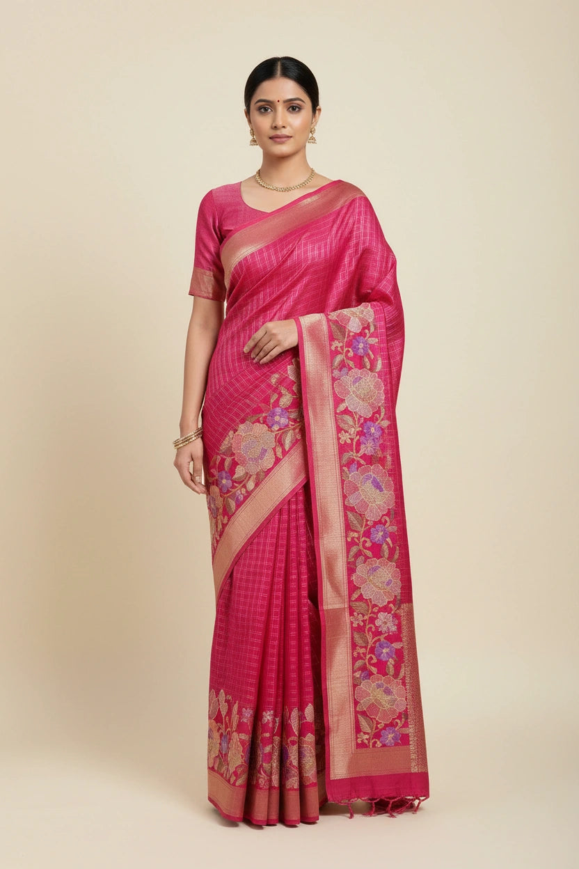 Handcrafted Tussar Silk Resham Embroidery Saree - silk Indian ethnic wear by Rangoli