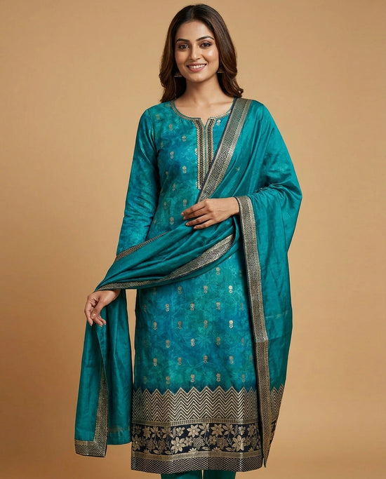 Silk Katan Straight Suit - Rangoli India