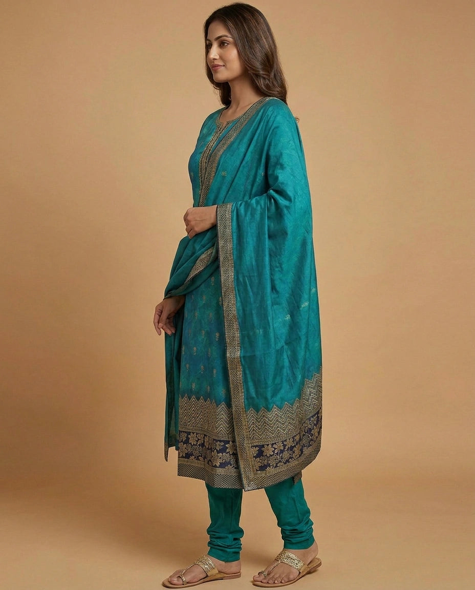 Silk Katan Straight Suit - Rangoli India