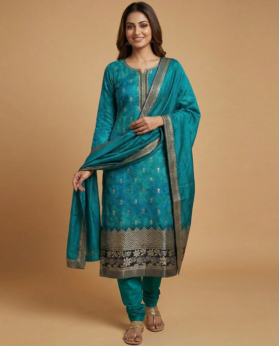 Silk Katan Straight Suit - Rangoli India