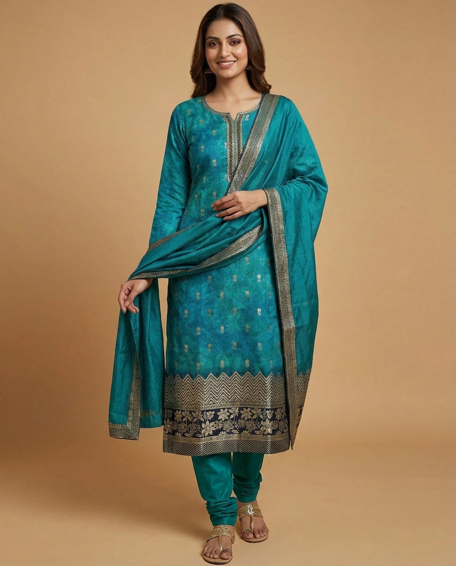 Silk Katan Straight Suit - Rangoli India