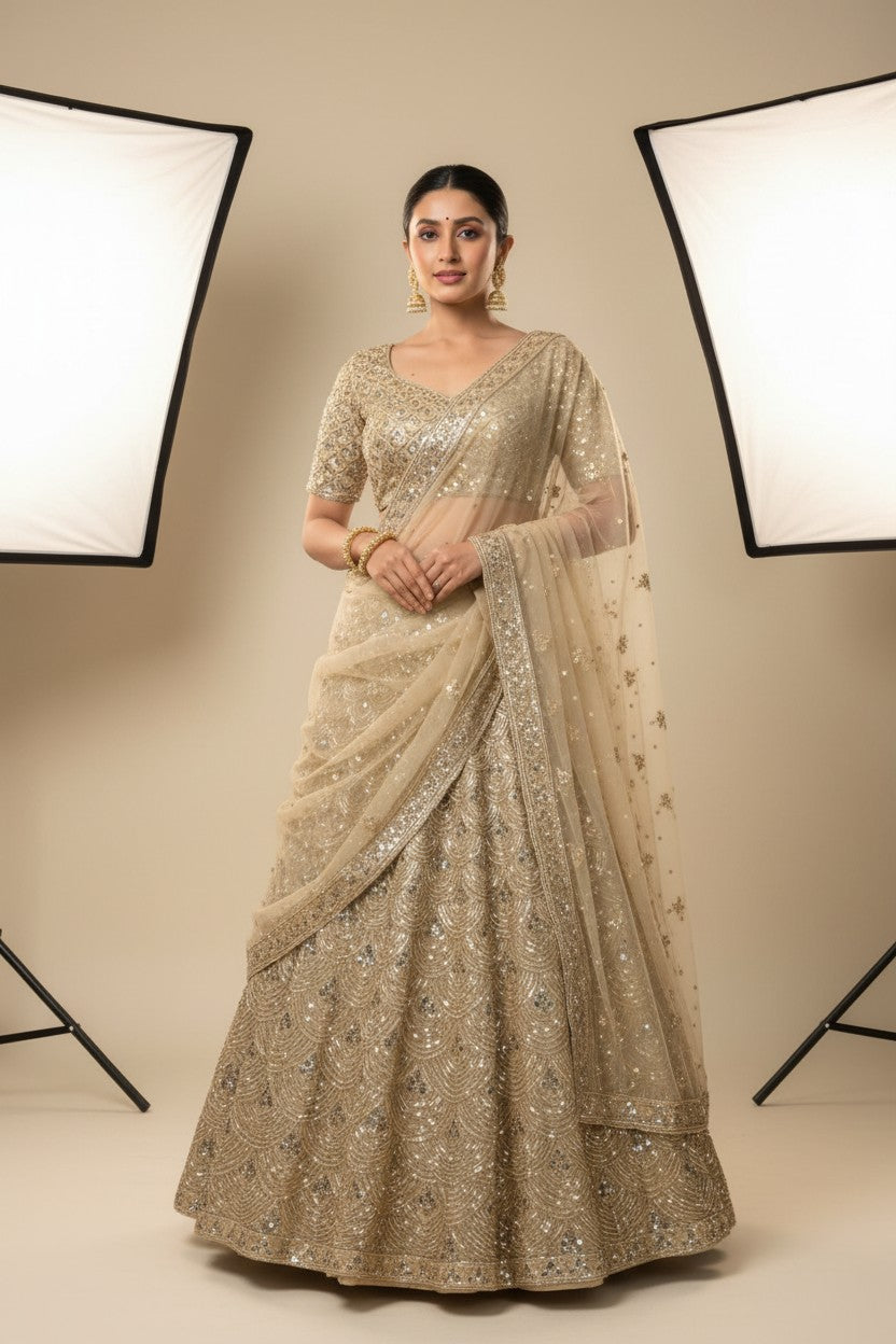 Luxe Embroidered Net Lehenga Choli Set | Rangoli