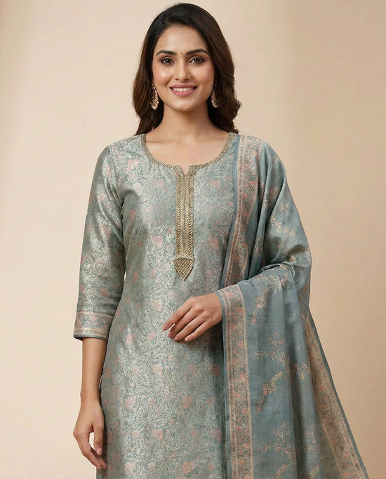 Banaras Silk Straight Suit - Rangoli India