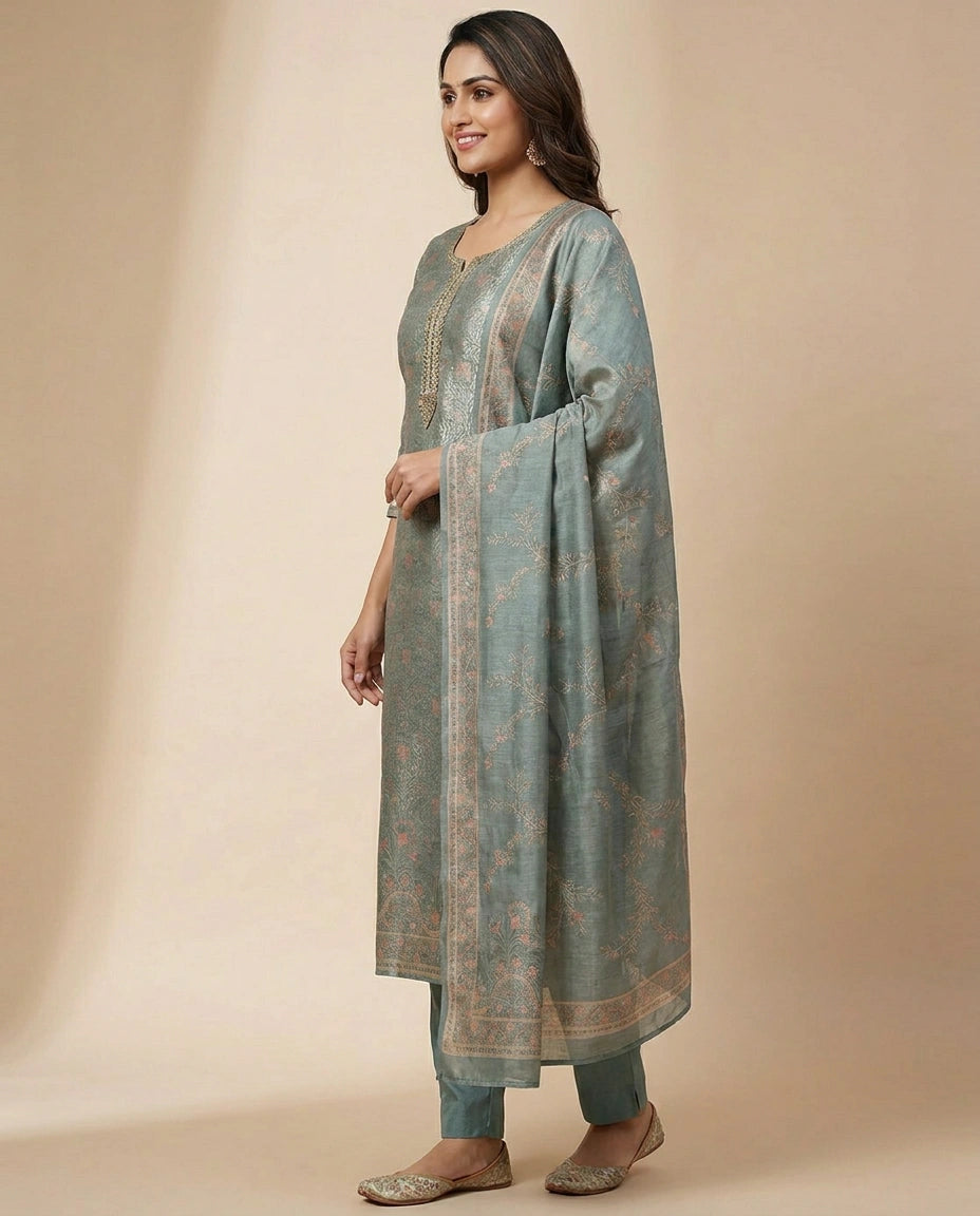 Banaras Silk Straight Suit - Rangoli India