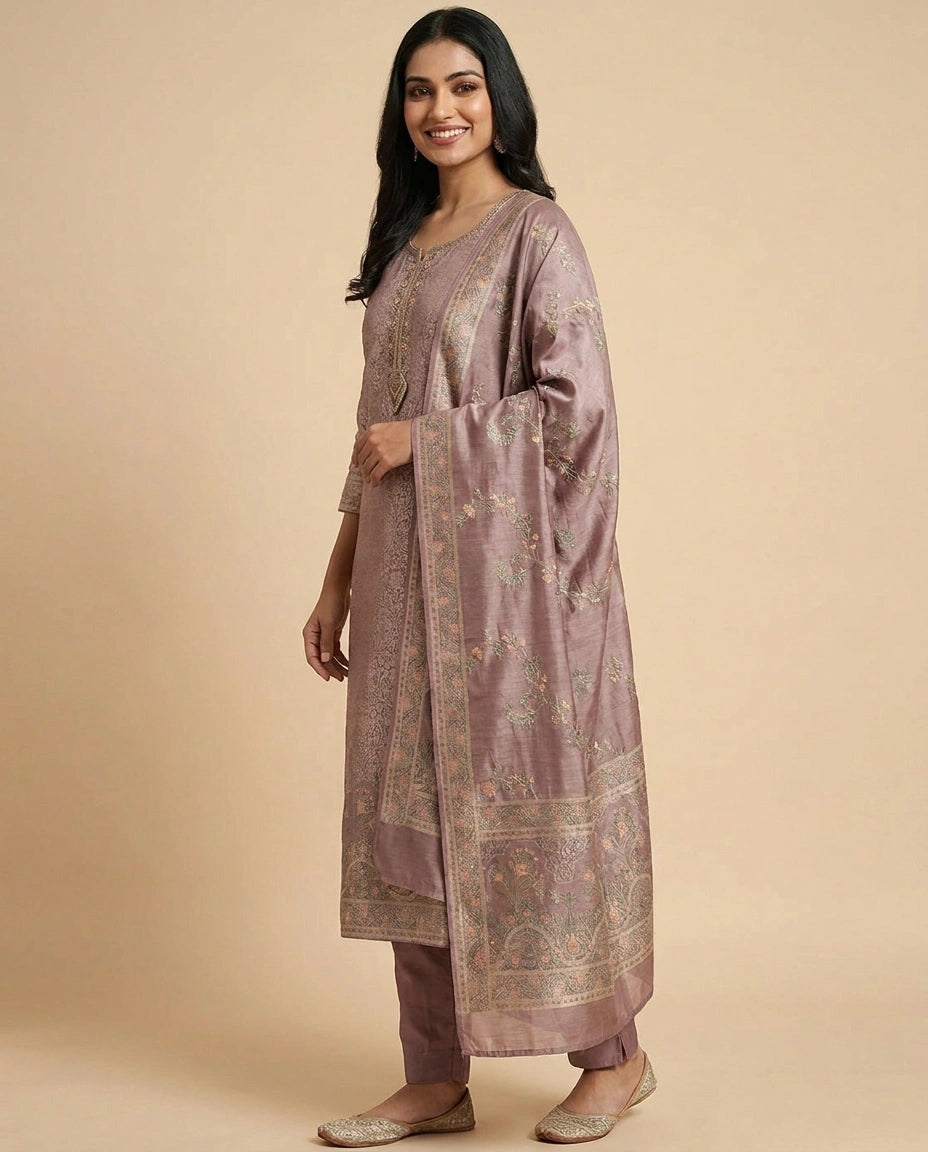 Banaras Silk Straight Suit - Rangoli India