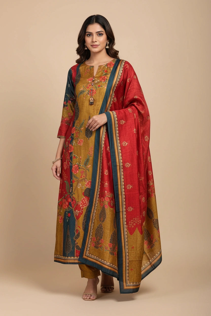 Refined Muslin Straight Suit - Rangoli Sarees