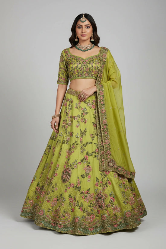 Grand Couture Organza Lehenga Crop Top Set | Rangoli