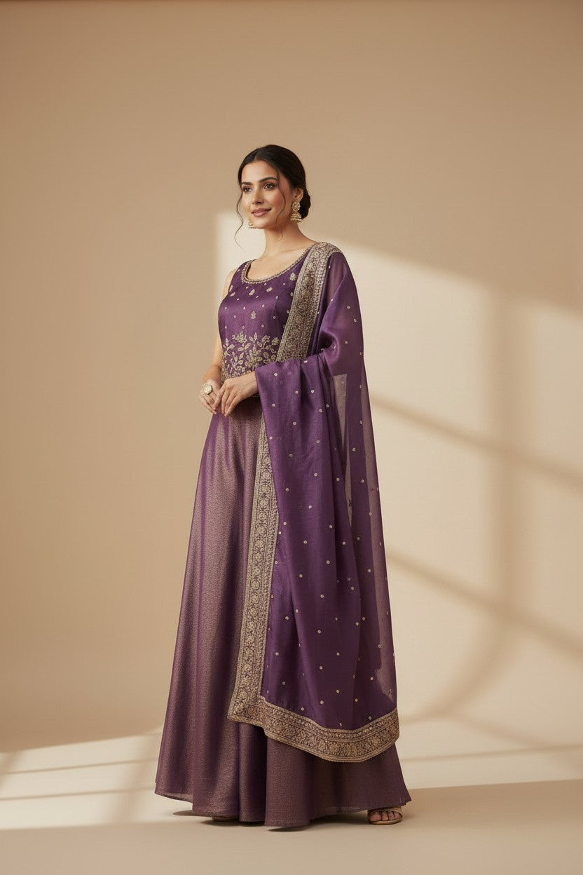 Artisan Tissue Palazzo Suit Set - Rani | Rangoli