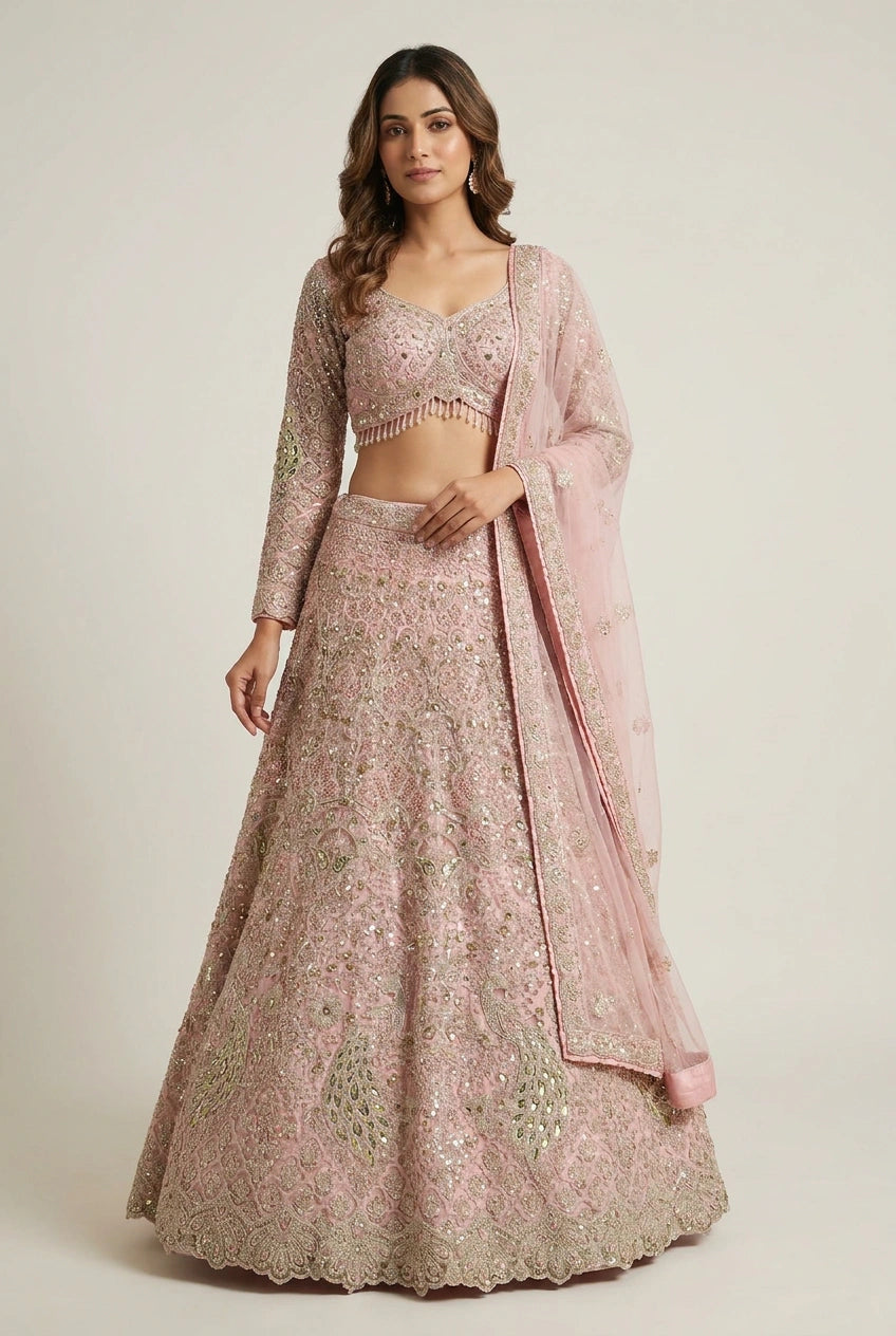 Net Lehenga Set with Gota Patti for Cocktail Evening