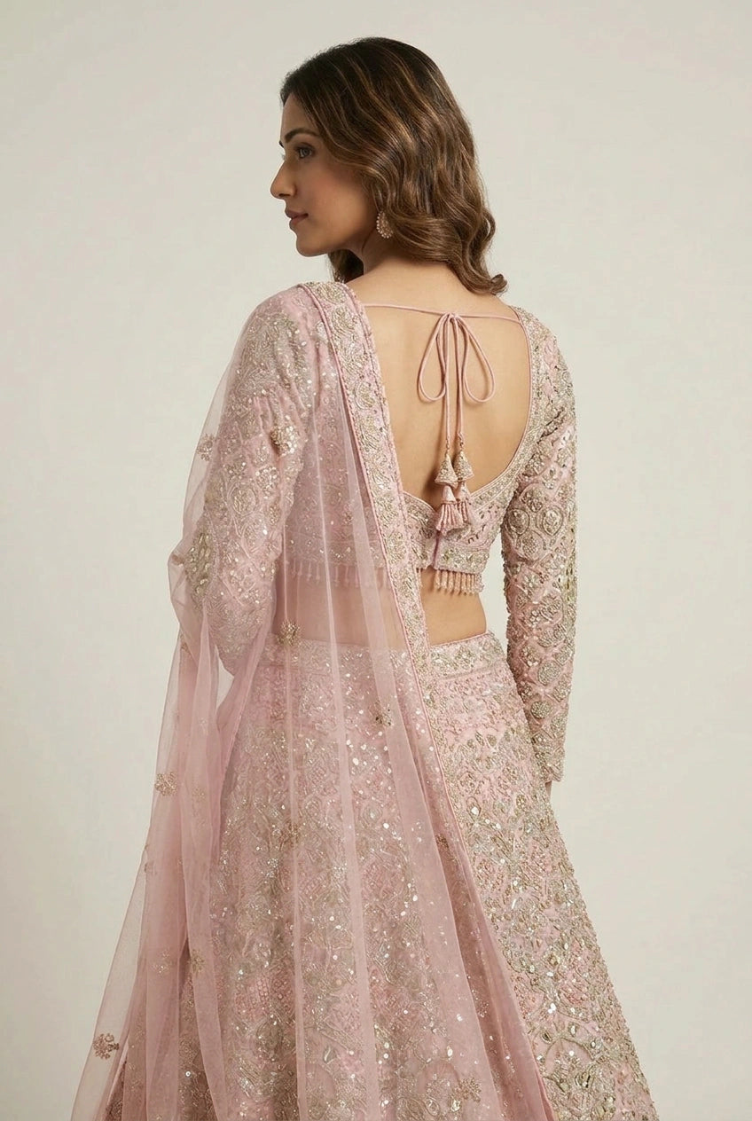 Net Lehenga Set with Gota Patti for Cocktail Evening