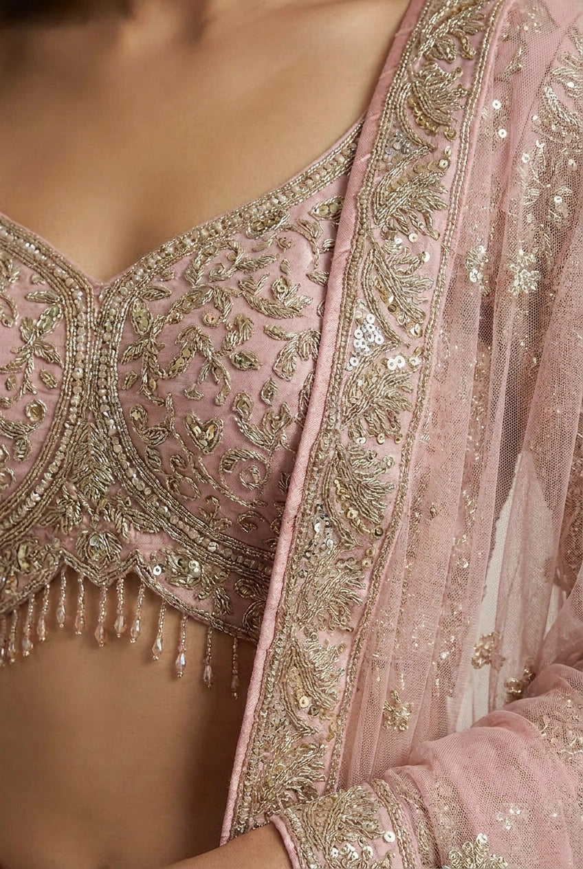 Net Lehenga Set with Gota Patti for Cocktail Evening