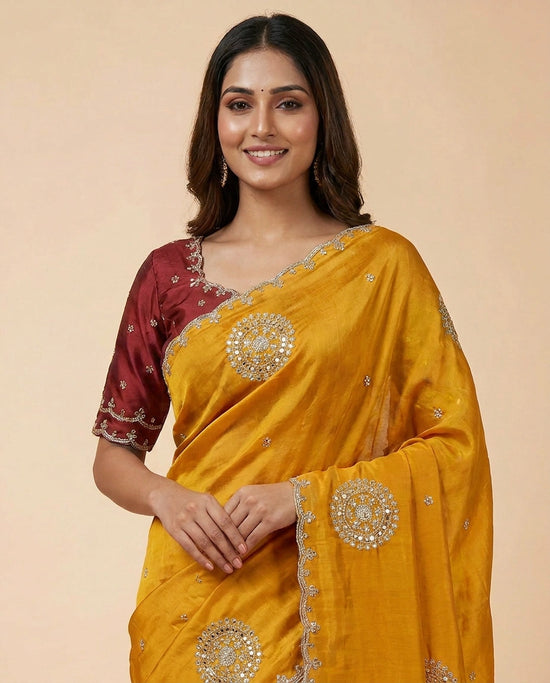 HO Silk Embroidered Saree - Rangoli India