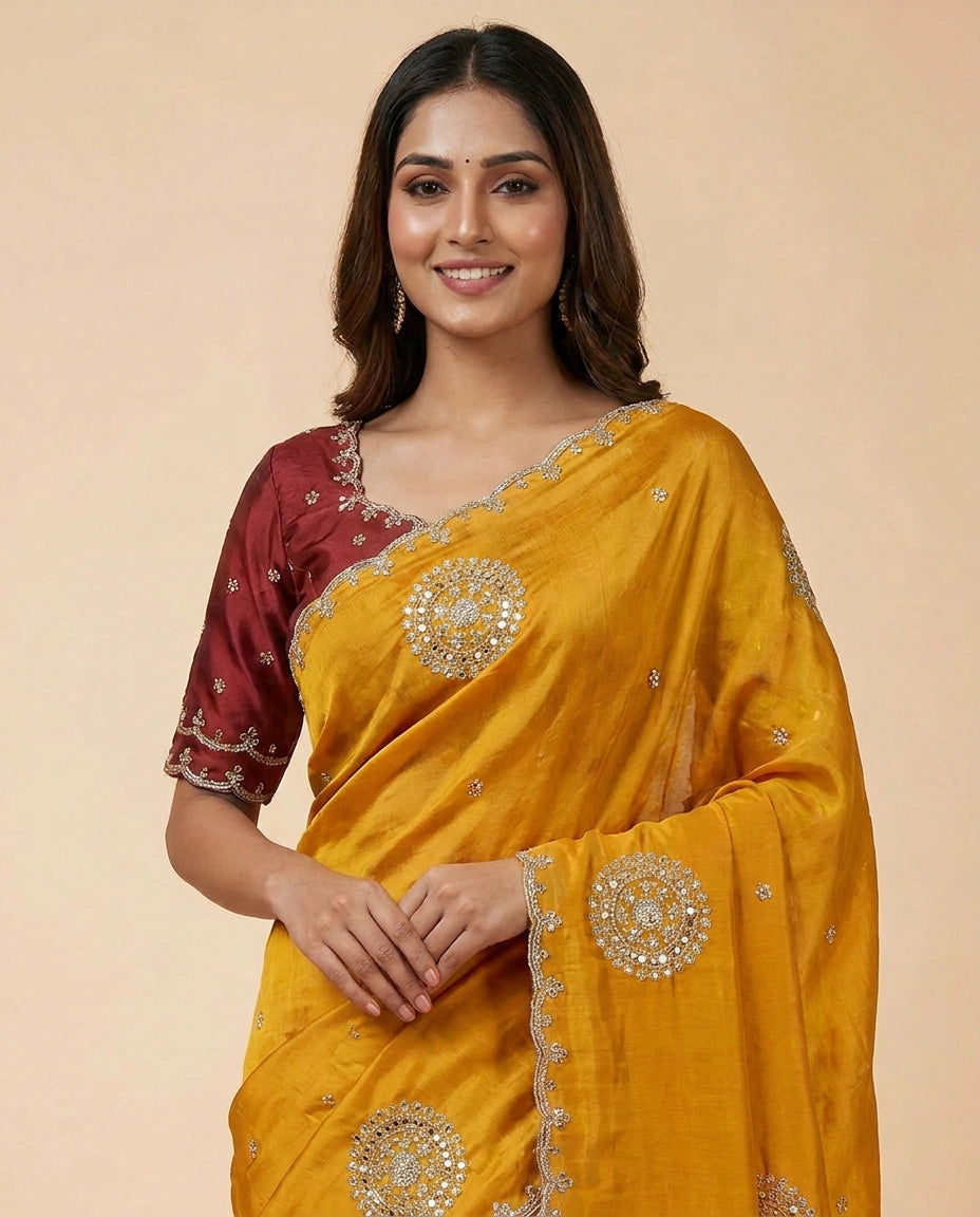 HO Silk Embroidered Saree - Rangoli India