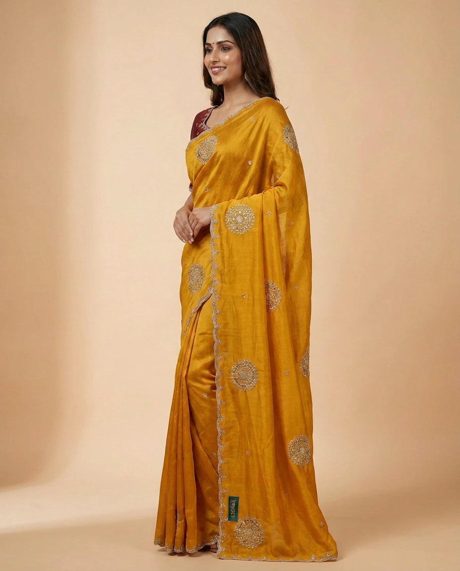 HO Silk Embroidered Saree - Rangoli India