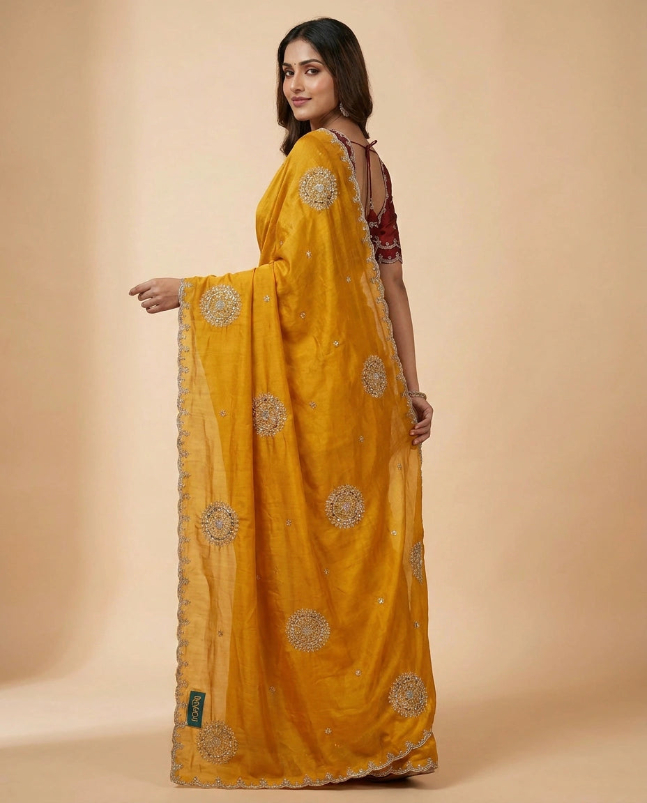 HO Silk Embroidered Saree - Rangoli India