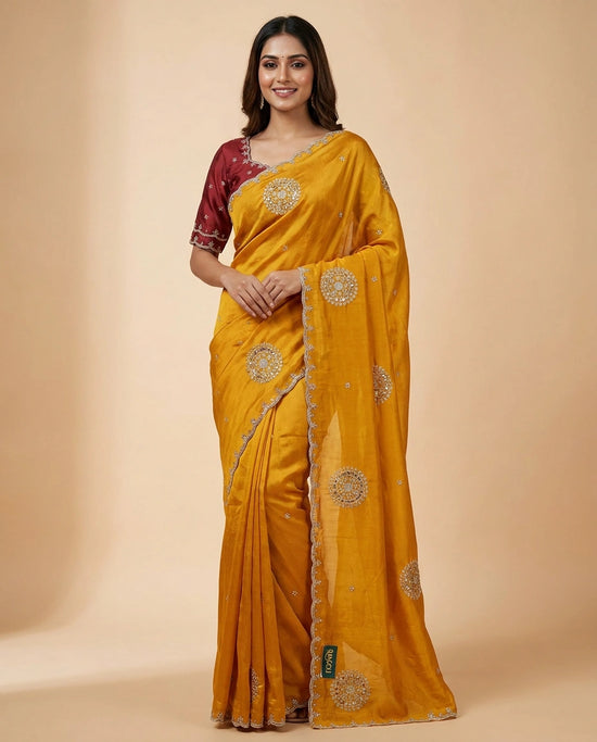 HO Silk Embroidered Saree - Rangoli India