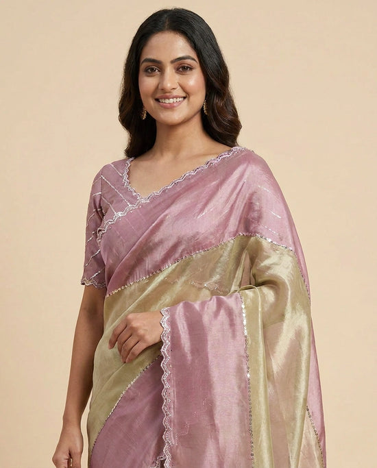 Tissue Embroidered Saree - Rangoli India