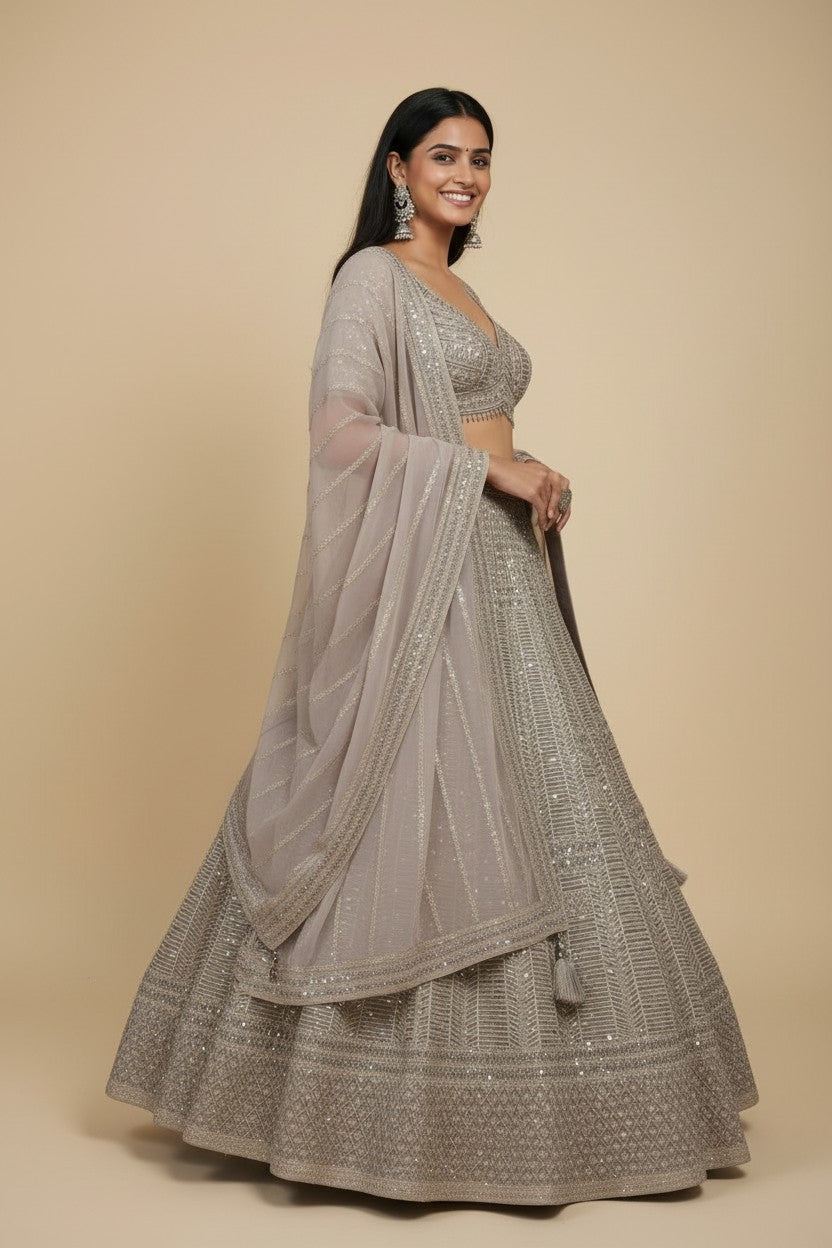 Artisan Georgette Lehenga Choli Set - View 3 | Rangoli