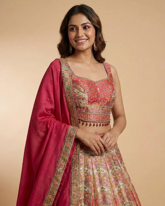 Raw Silk Croptop Lehenga - Rangoli India