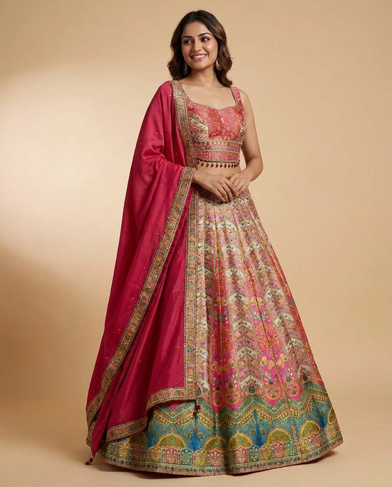 Raw Silk Croptop Lehenga - Rangoli India