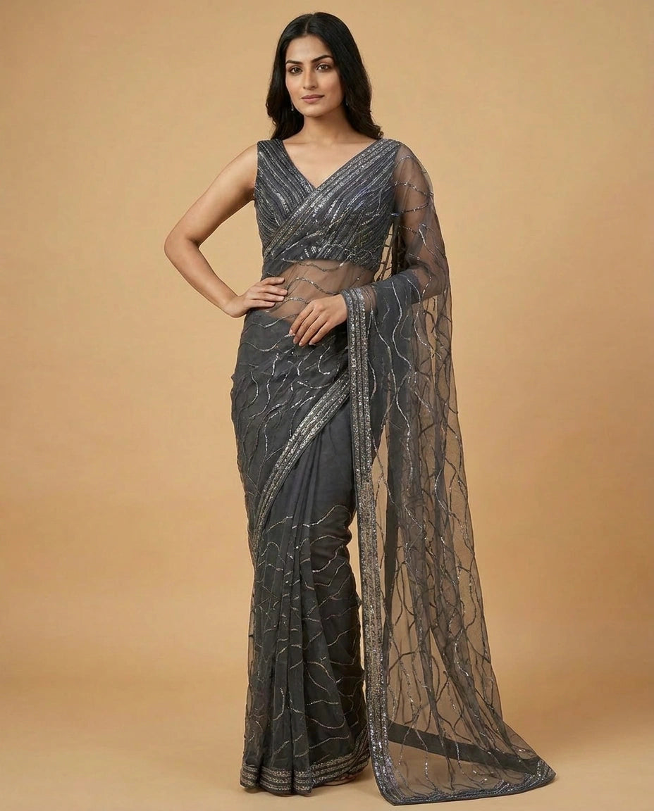 Designer Silk Blouse with Hand Aari Embroidery for Women view 4