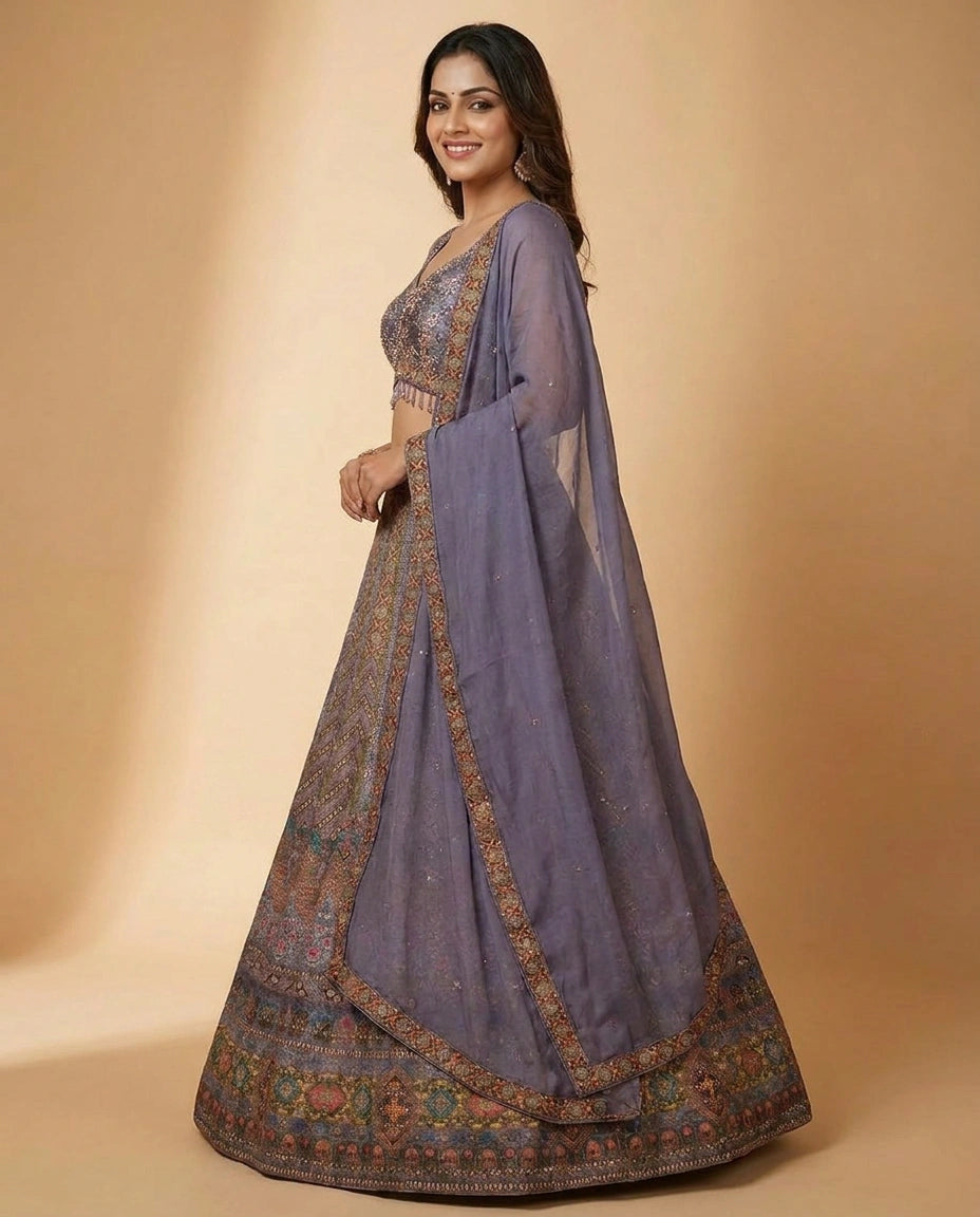 Silk Katan Croptop Lehenga - Rangoli India