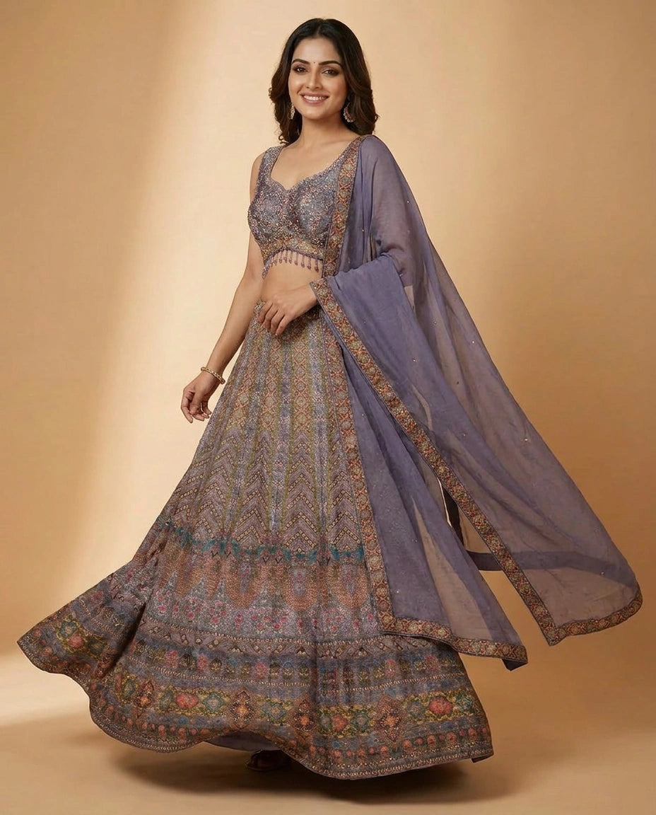 Silk Katan Croptop Lehenga - Rangoli India