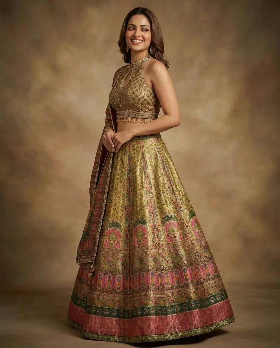 Silk Katan Croptop Lehenga - Rangoli India