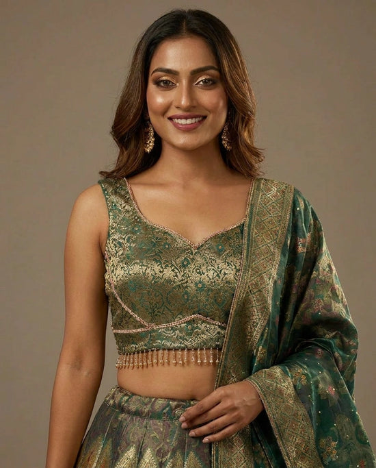 Silk Katan Croptop Lehenga - Rangoli India