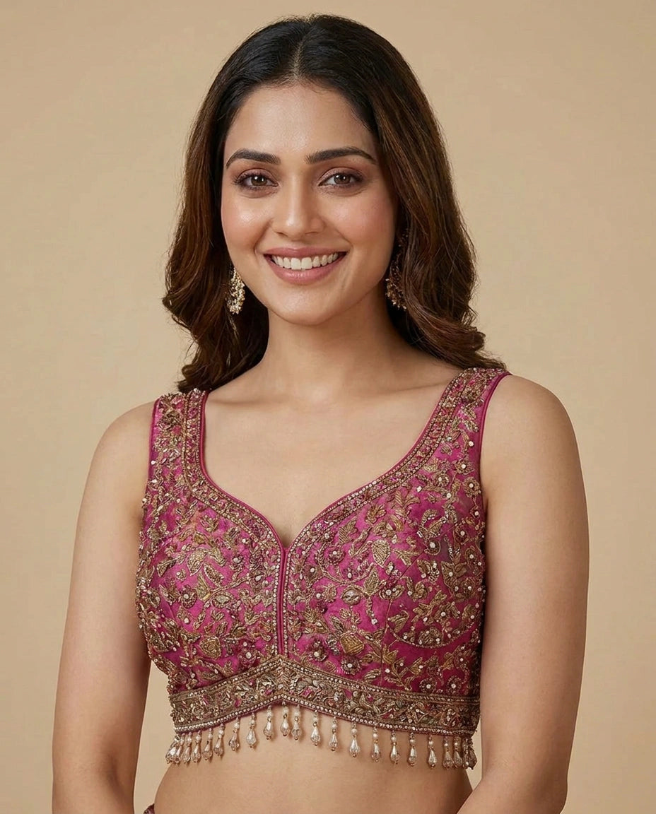 Raw Silk Croptop Lehenga - Rangoli India