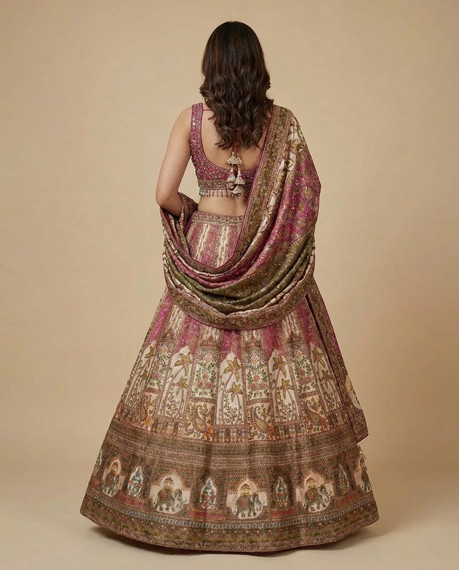 Raw Silk Croptop Lehenga - Rangoli India