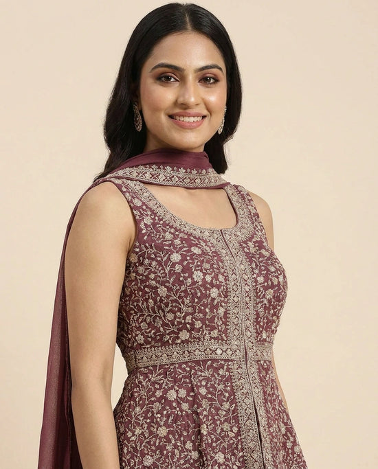 Long Choli Palazzo Set in Tissue - Rangoli India