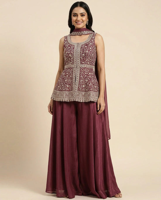 Long Choli Palazzo Set in Tissue - Rangoli India