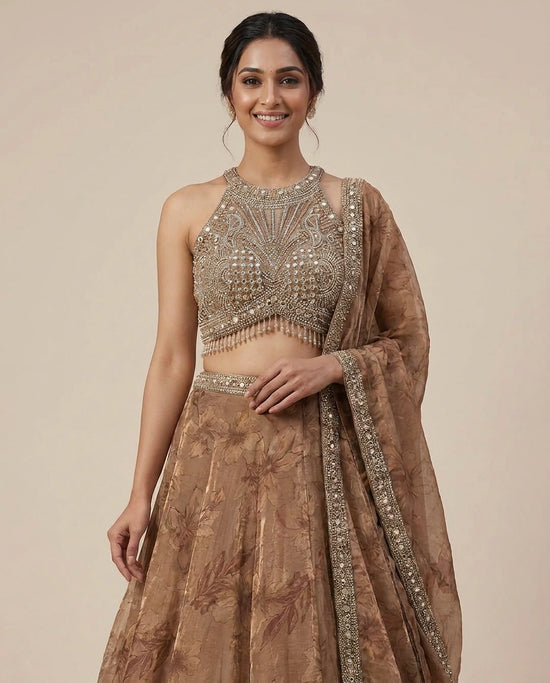 Fandy Tissue Croptop Lehenga - Rangoli India